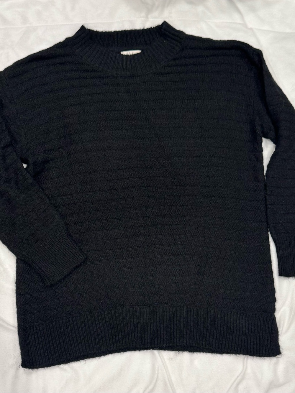 Style & Co. Black Women's Crewneck Ribbed Knit Sweater
